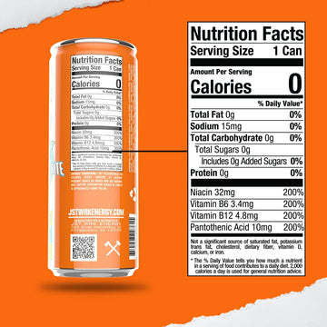 Jst Wrk Energy Drink - 12-Pack, Sugar Free, Zero Calories, No Sugar S, 12 Fl Oz., 200 Milligrams Caffeine (Shark Bite)