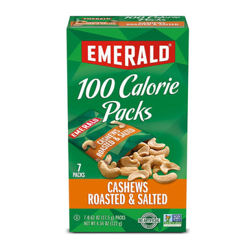 Emerald Cashews Roasted & Salted, 100 Calorie Packs, 4.34 Oz (Pack of 2)