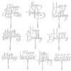 10 Pcs Silver Happy Birthday Cake Topper Acrylic Cupcake Topper Birthday Supplies Decorations