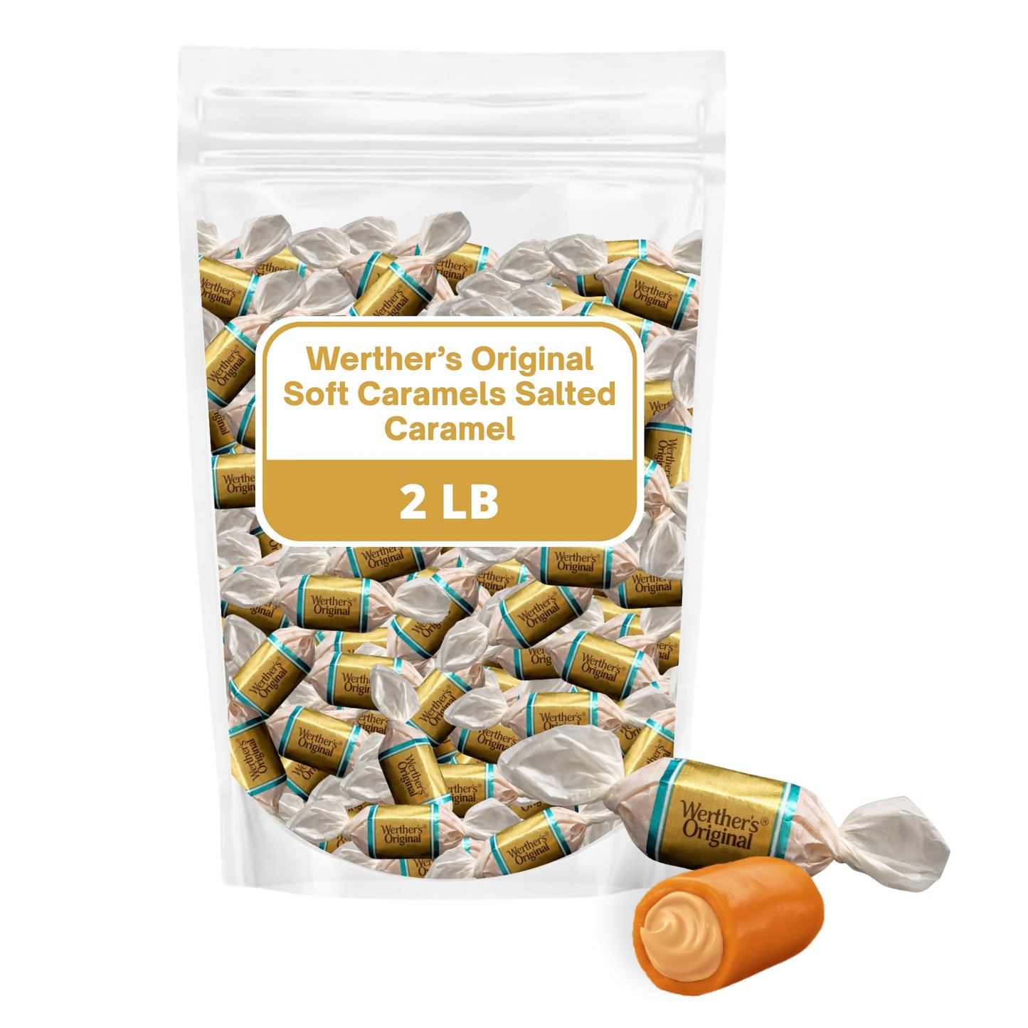 WertherS Soft Salted Caramel Filled Candy - 2Lb Bag Of Candy Individually Wrapped Werthers Oriflavor Blendal Candies With Salted Caramel Creme Inside Perfect For Snack Box & Holiday Gift