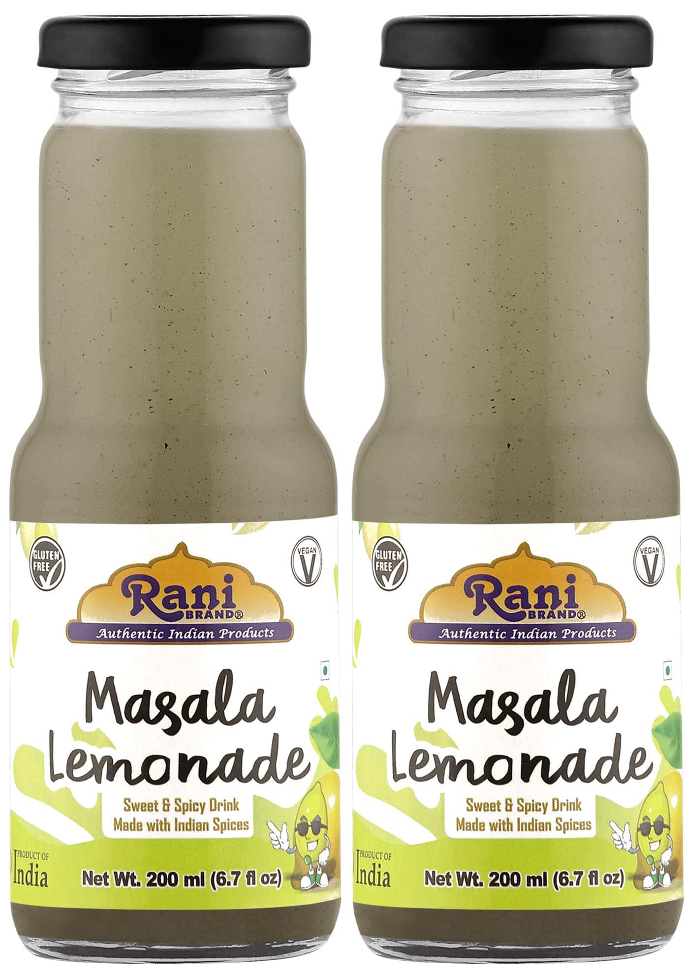 Rani Masala Lemonade 6.7 fl oz (200 ml) Glass Bottle, Pack of 2 ~ Indian Fruit Beverage | Vegan | Gluten Free | NON-GMO | Indian