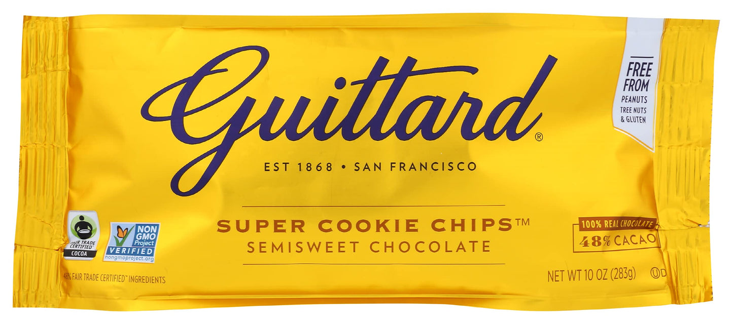 Guittard Super Cookie Chips, Semisweet Chocolate, 100% Real Chocolate, 48% Cacao, Fair Trade, Kosher, Nut Free, Gluten Free & No
