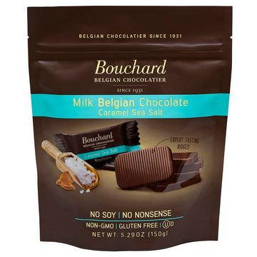 Bouchard Belgian Milk Chocolate With Caramel & Sea Salt (5.29 Oz / 150G) (Pack Of 4)
