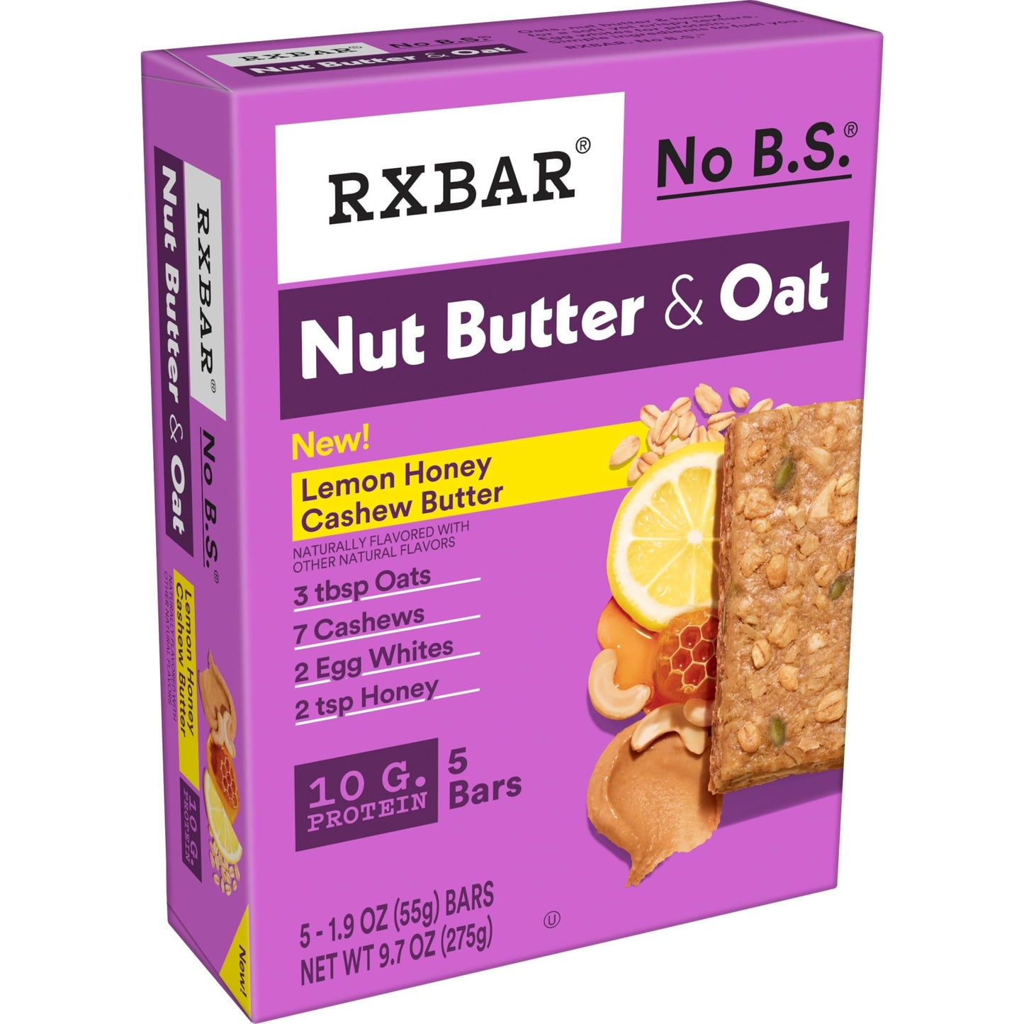 RXBAR Nut Butter and Oat Protein Bars, Protein Snacks, Lemon Honey Cashew Butter (30 Bars)