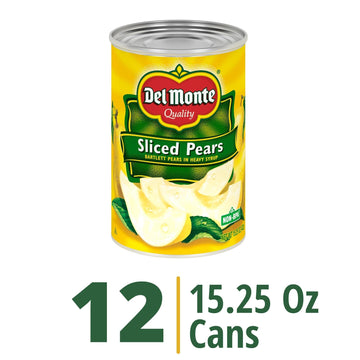 Del Monte Sliced Bartlett Pears In Heavy Syrup, Canned Fruit, 15.25 Ounce (Pack Of 12)