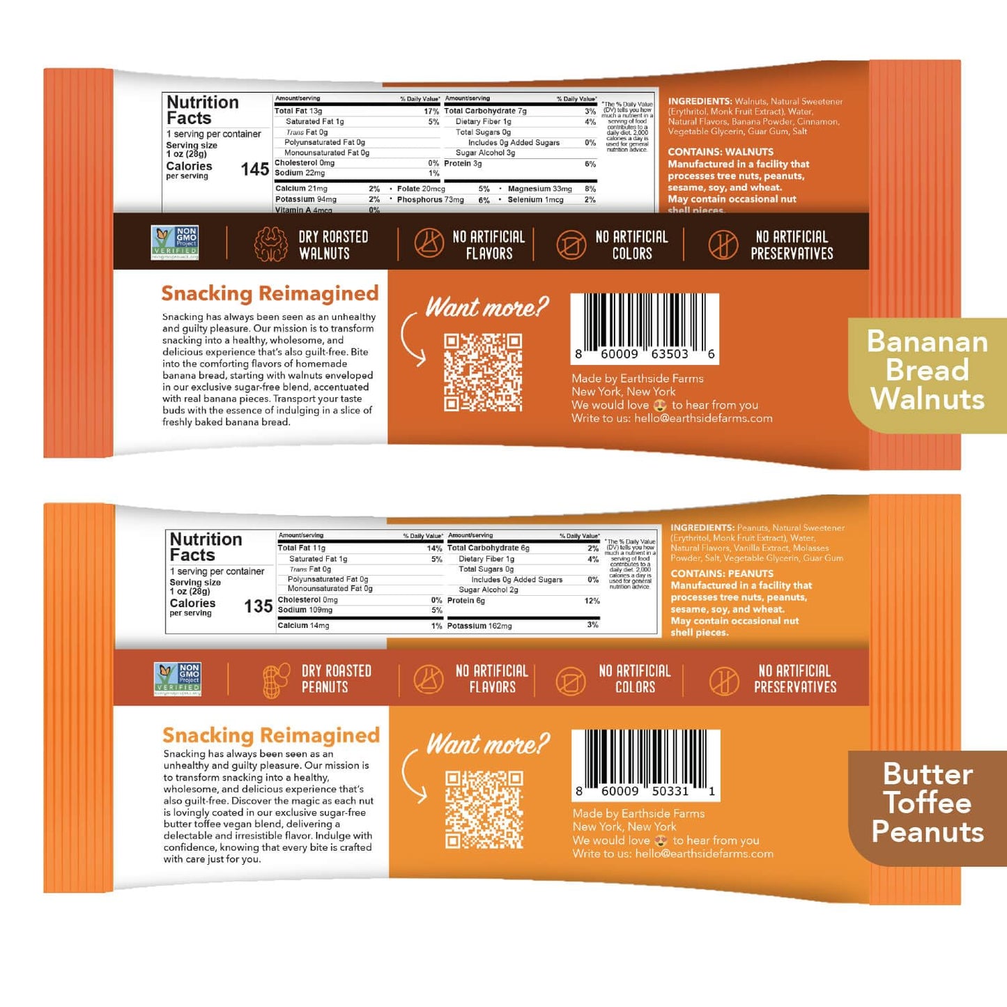 Earthside Farms Candied Nuts, Perfect For Snacking Or On The Go, Low Sugar, Keto Friendly, Individually Wrapped (1 Ounce(Pack Of