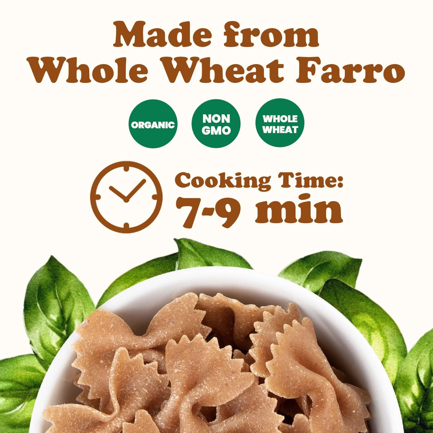Food To Live - Organic Farro Farfalle Pasta, 1.1 Lb (Pack Of 4) - Italian Whole Wheat And Non-Gmo Bow-Tie Pasta, Single Ingredie