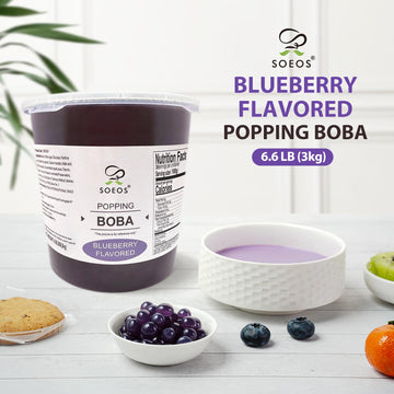 Soeos Blueberry Popping Boba Pearls 6.6 Lb (3000 G), Bursting Boba Pearls For Bubble Tea, Beverages, Shakes, Desserts, Smoothie