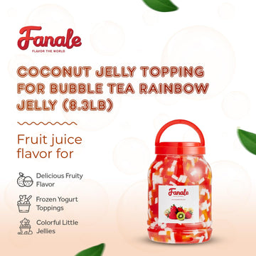 Fanale Coconut Jelly Topping Nata De Coco For Bubble Tea 8.3 Lb | Rainbow Jelly | For Boba Tea, Smoothies, Slushes, Desserts | 8