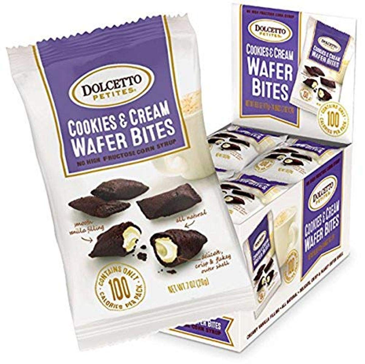 Dolcetto Cookies & Cream Wafer Bites, Cookies & Cream, 0.7 Ounce (Pack Of 24)
