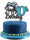 Video Game Happy 10Th Birthday Cake Topper - Video Game Boys 10Th Birthday Party Blue Cake Supplies - Game On Level Up Winner Pa