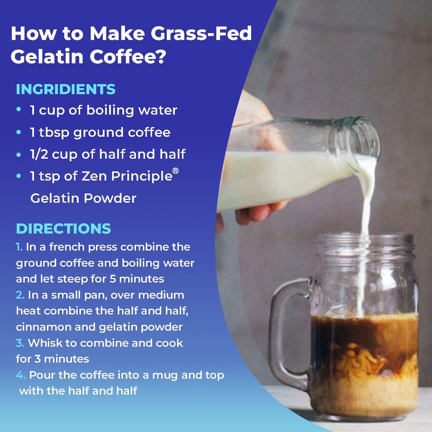 Zen Principle Grass-Fed Gelatin Powder, Unflavored, 24 oz, Paleo & Keto Friendly, GMO-Free, Gluten-Free