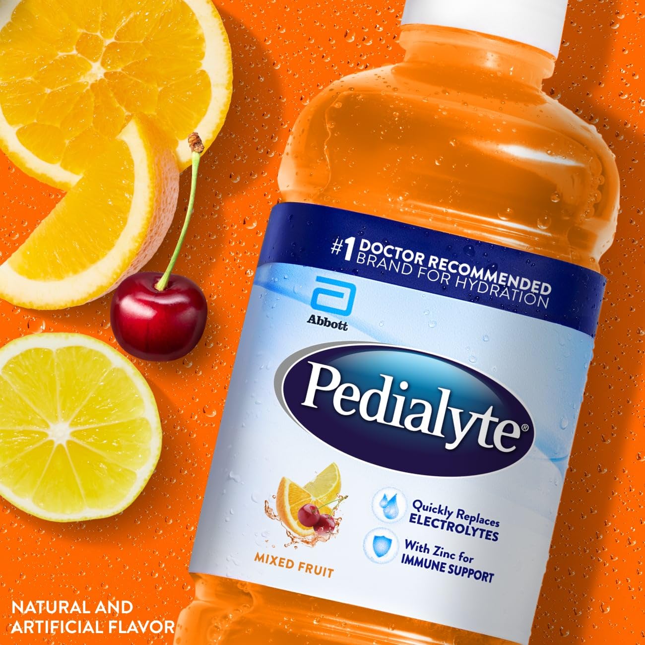 Pedialyte Electrolyte Drink, Hydration Drinks for Kids & Adults, Mixed Fruit, 1 Liter