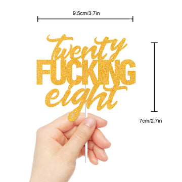 LINGBOOM Gold Glitter Cake Toppers for 28th Birthday Party Decorations, 28 Years Old, Ideal for Anniversaries and Celebrations