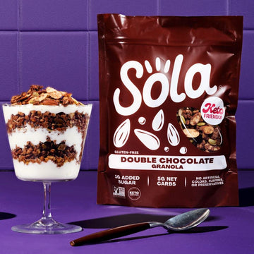Sola Low Carb & Keto Friendly Granola, Double Chocolate - Low Sugar, Naturally Flavored, Gluten Free & No Artificial Colors, Fla