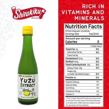 Shirakiku Japanese Yuzu Extract - Pure Yuzu Juice - Versatile Yuzu Extract Used For Baking, Food Flavouring And Asian Drink Mixture | Yuzu Sauce | - 6. 76 Fl Oz