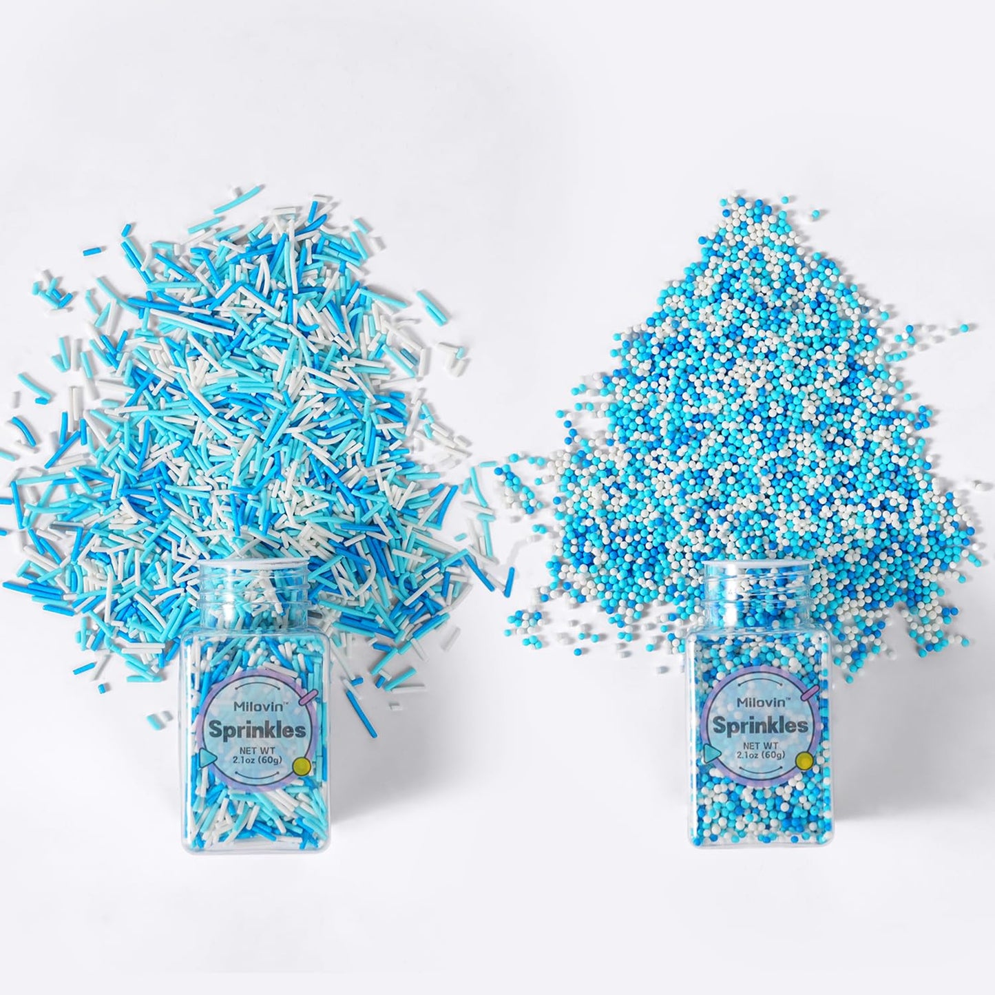 Winter Sprinkles for Cookie Decorating, Blue and White Sprinkle, Jimmies, Nonpareils, Edible Sprinkles for Christmas, Winter The