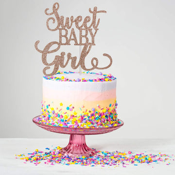 Sweet Baby Girl Cake Topper Rose Gold Glitter Baby Shower Girl Cake Topper Baby Girl Cake Topper For Baby Shower, Its A Girl Cak