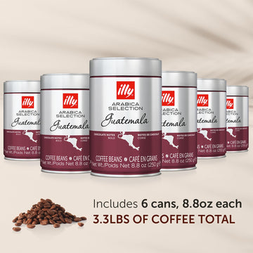 Illy Whole Bean Coffee - Perfectly Roasted Whole Coffee Beans – Guatemala Dark Roast - With Notes Of Chocolate – Complex & Balanced - 100% Arabica Coffee - No Preservatives – 8.8 Ounce, 6 Pack