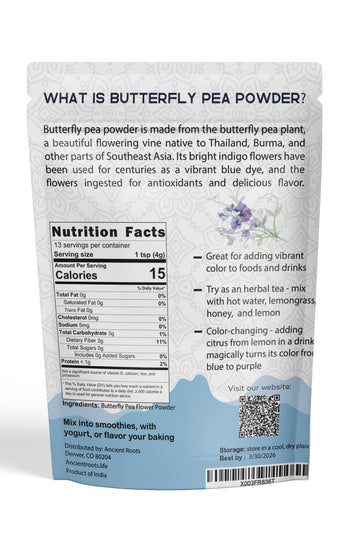 Ancient Roots Blue Butterfly Pea Powder - All-Natural Food Coloring, Filled With Antioxidants, 25 Servings (3.5 Ounces)