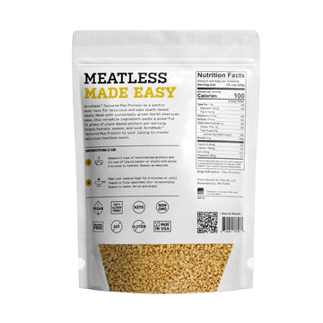 Acremade Textured Pea Protein, Unflavored Meatless Crumbles, Soy Free, Shelf-Stable, Gluten Free, 21G Of Protein, Plant-Based Ve