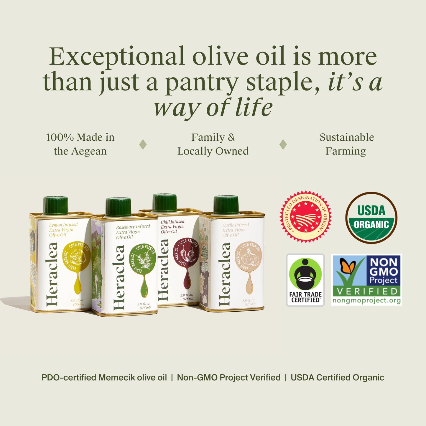 Heraclea Organic Chili Infused Extra Virgin Olive Oil - 5.9oz Bottle - Cold Pressed, Polyphenol Rich
