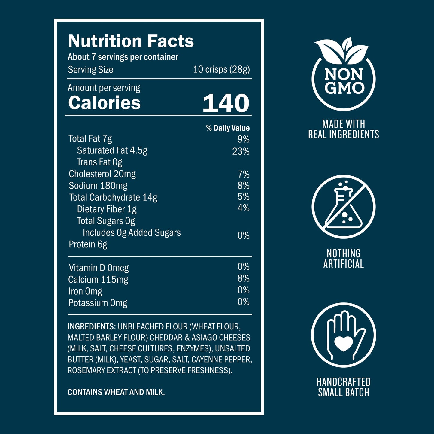 John Wm. Macy - Asiago & Cheddar Cheese Crisps - Hand Crafted, Non GMO, and Nothing Artificial - Made with Real Cheese - 11 oz.