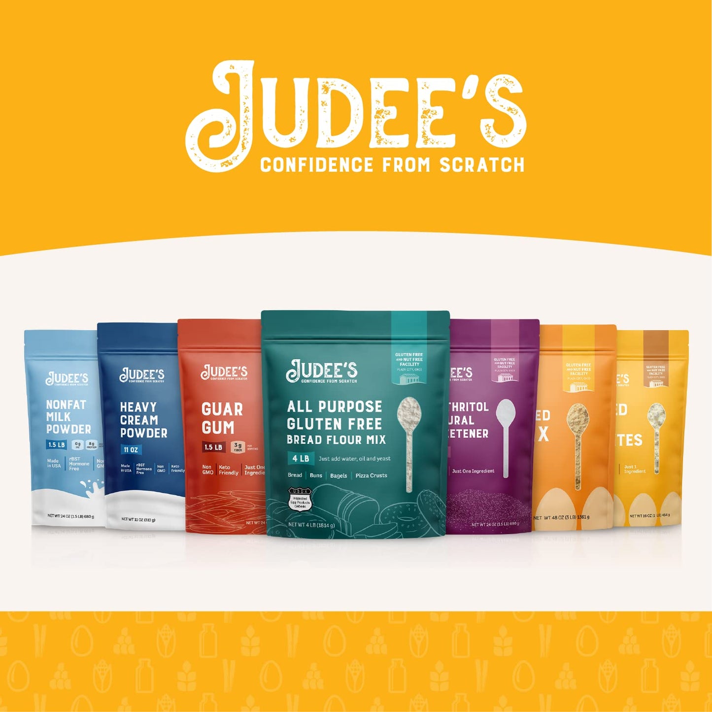 Judee s Gluten Free Dried Whole Egg Powder - Versatile Baking with Egg Powder - Camping & Backpacking with Protein Mix - Long-T