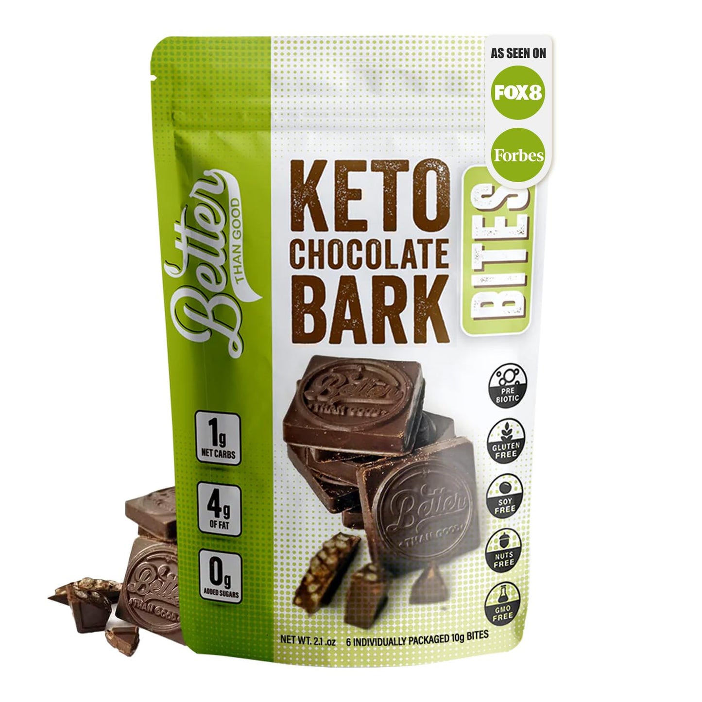 Playter Than Good Keto Chocolate Bark Bites | Sugar Free High Protein Snacks Low Carb Dark Chocolate Krunch | Gluten Free Healthy Kids & Diaplayic Friendly Snack | Occasion Treat | 6 Servings Per Bag (2 Pack)