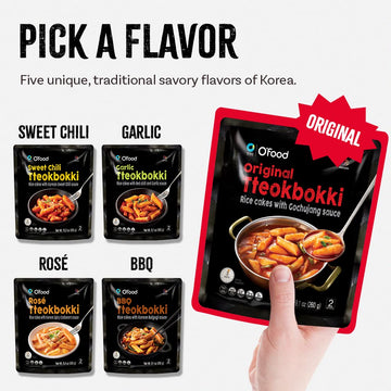 OFood Original Tteokbokki, Gluten-Free Korean Rice Cakes, Authentic Spicy Korean Street Food Snack, Perfect with Cheese and Ram