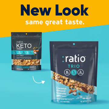Ratio Coconut Almond Granola Cereal, 1g Sugar, Keto Friendly, 8 oz Resealable Bag