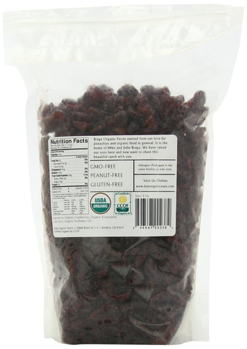 Braga Organic Farms Organic Dried Cranberries, 2 lb. Bag, Non-GMO, Gluten-Free