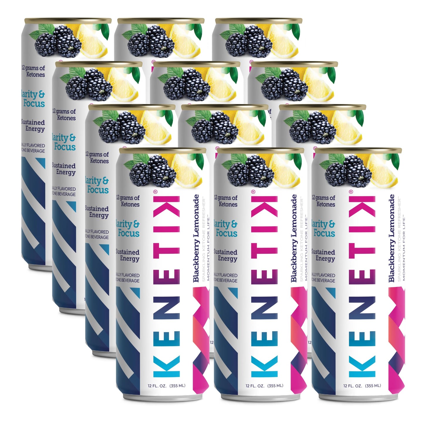 Kenetik Nootropic Ketone Drink - Blackberry Lemonade, Caffeine & Sugar Free, 12 Fl Oz (Pack of 12)