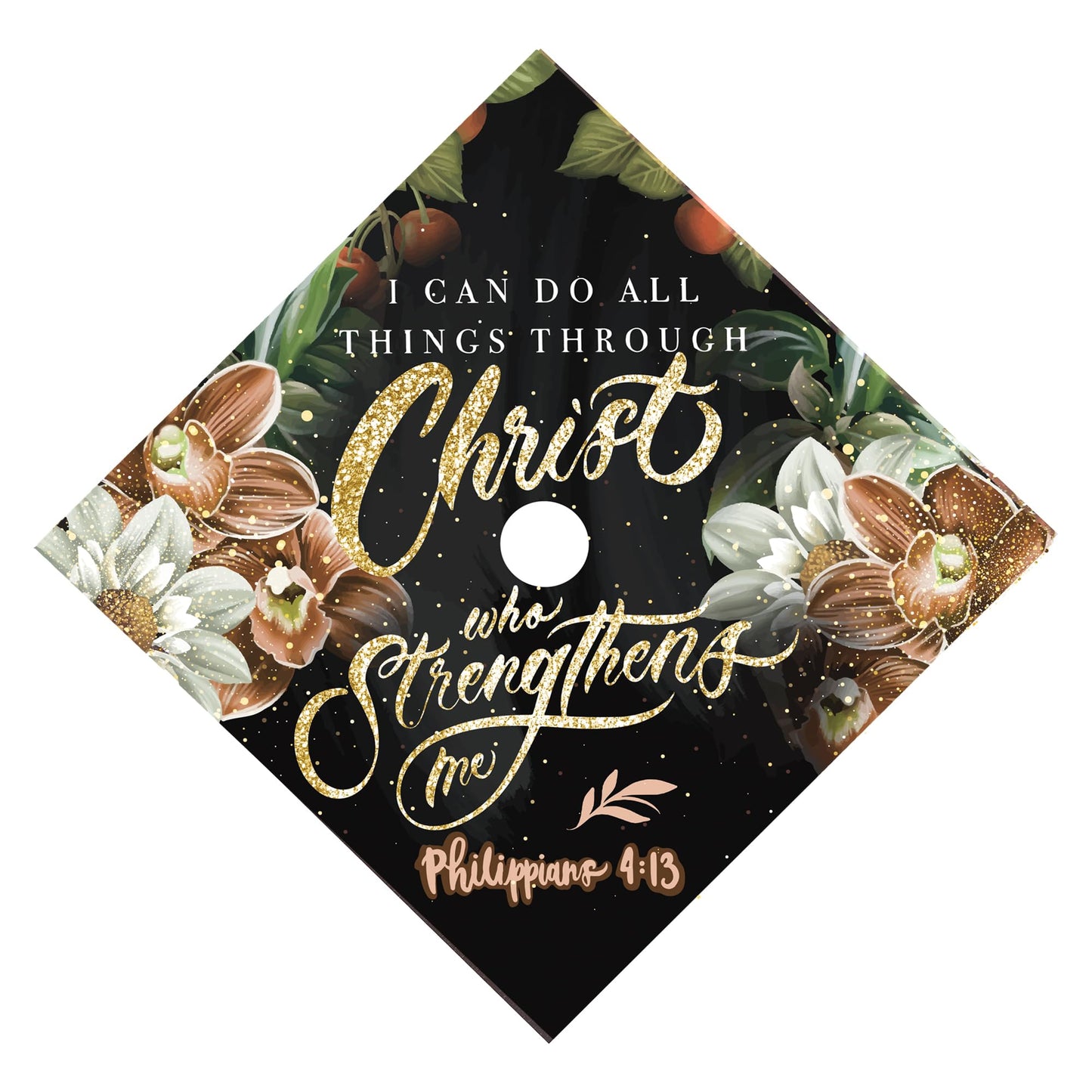 Once Upon A Time Graduation Cap Topper, Handmade Black PVC, I Can Do All Things Through Christ Model, 2025 Graduation Gift