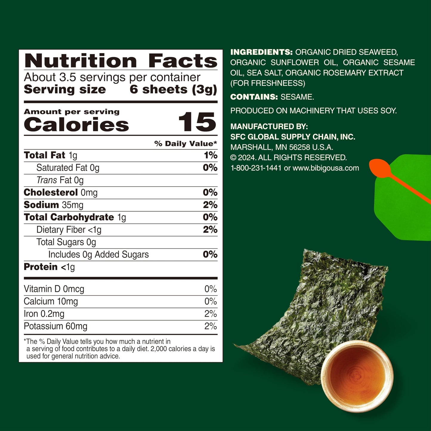 Bibigo Seaweed Snack, Sesame Flavor, Non GMO, Gluten Free, 0.35 Ounces (Pack of 12)
