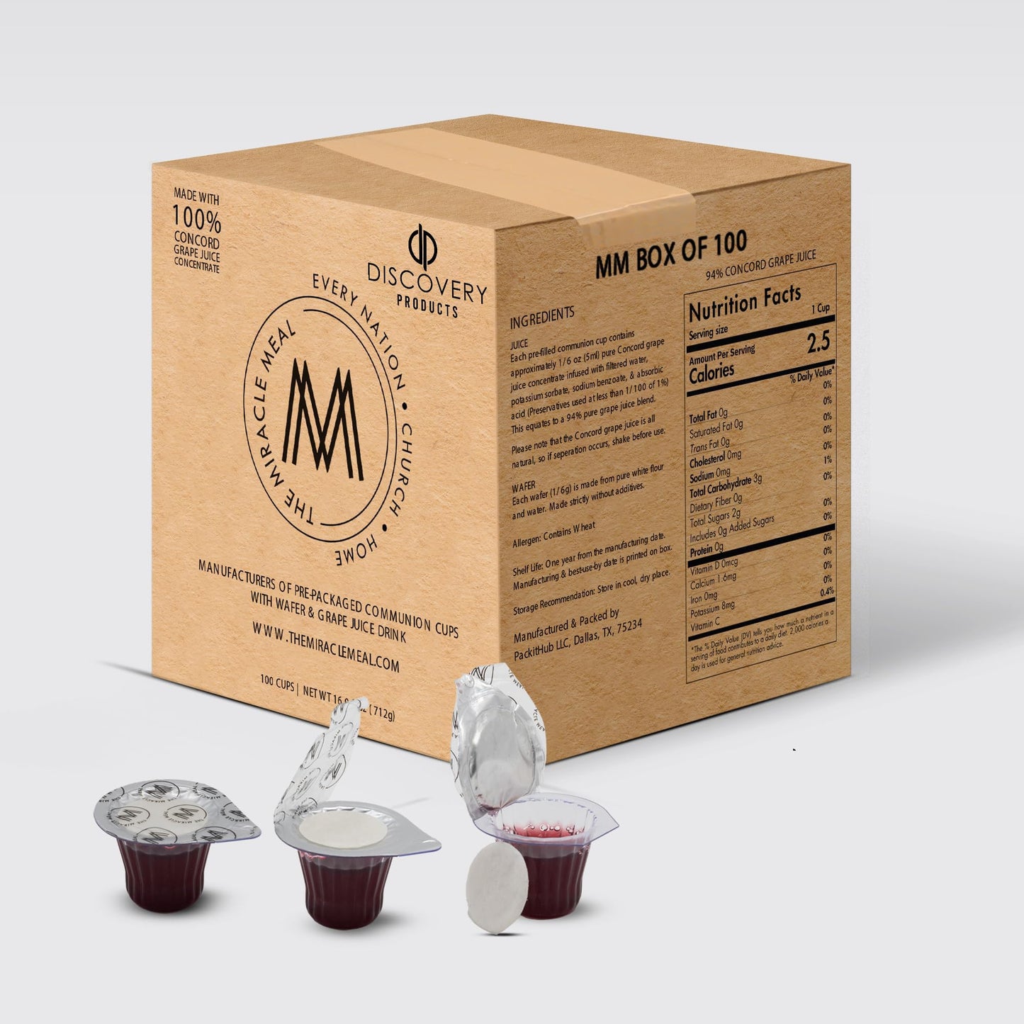 DISCOVERY PRODUCTS Prefilled Communion Cups and Wafer set & Juice - Pack of 100