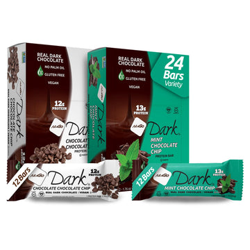 Nugo Dark Variety - Mint Chocolate Chip 12 Bars & Chocolate Chocolate Chip 12 Bars, 12-13G Protein Bar, Vegan, Gluten Free, Non-