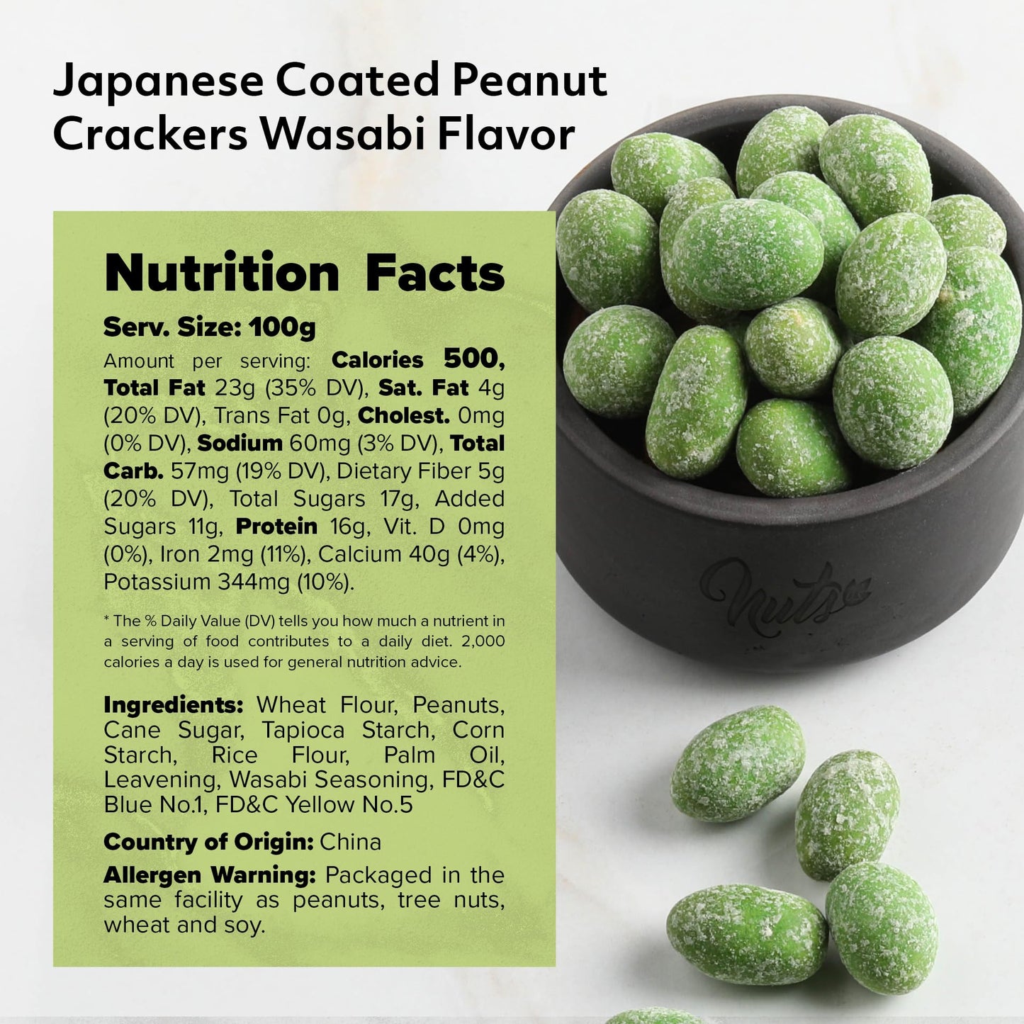 Nuts U.S. - Japanese Coated Peanut Crackers | Wasabi Flavor | No Trans Fat And Non-Gmo | Natural Snacks | Packed In A Resealable Bag!!! (Wasabi, 2 Lbs)