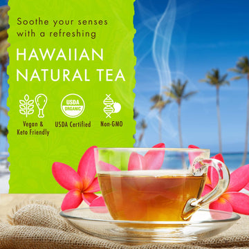 Hawaiian Natural Tea Passion Fruit Orange Flavored Organic Tea - Tropical Fruit Green Tea Blend With Black Tea - Perfect Daily C