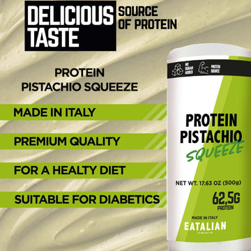 Eatalian By Amz Better Topping With Protein Pistachio Flavour, Sweet Protein Cream, In A 17.63 Oz/ 500 Gr Squeezer, Made In Ital
