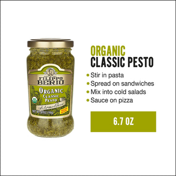 Filippo Berio Pesto, Organic Classic Basil, 6.7 Ounce Glass Jar