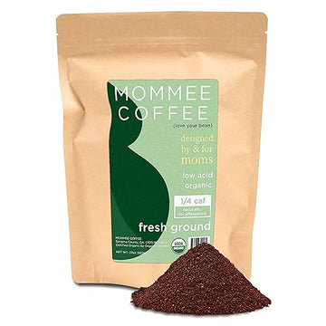 Mommee Coffee - Quarter Caf | Low Acid, Organic, Fair Trade, Water Processed | Ground, 22Oz.