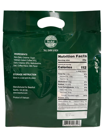 Beanhut'S Vietnamese Latte, Instant Coffee Mix, 3 In 1 Coffee Mix, 50 Sticks X 25G(2.75 Lb)