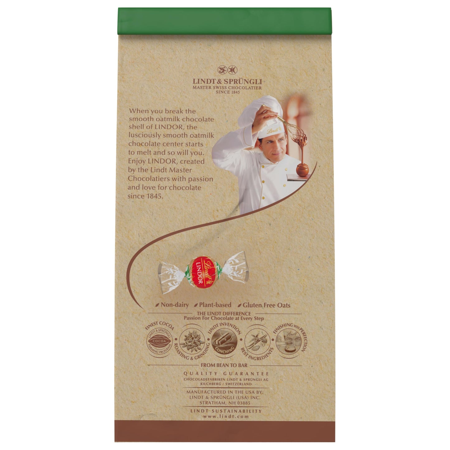 Lindt LINDOR OatMilk Chocolate Candy Truffles Non-Dairy Chocolate Truffles with Smooth Melting Truffle Center 5.1 oz.