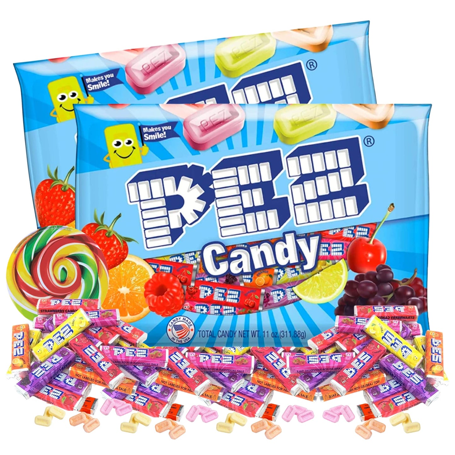 Needzo Candy Refill Rolls For Dispenser, Bulk Individually Wrapped Treats, Assorted Fruit Flavored Classic Candies (Pack Of 2) 11 Ounces