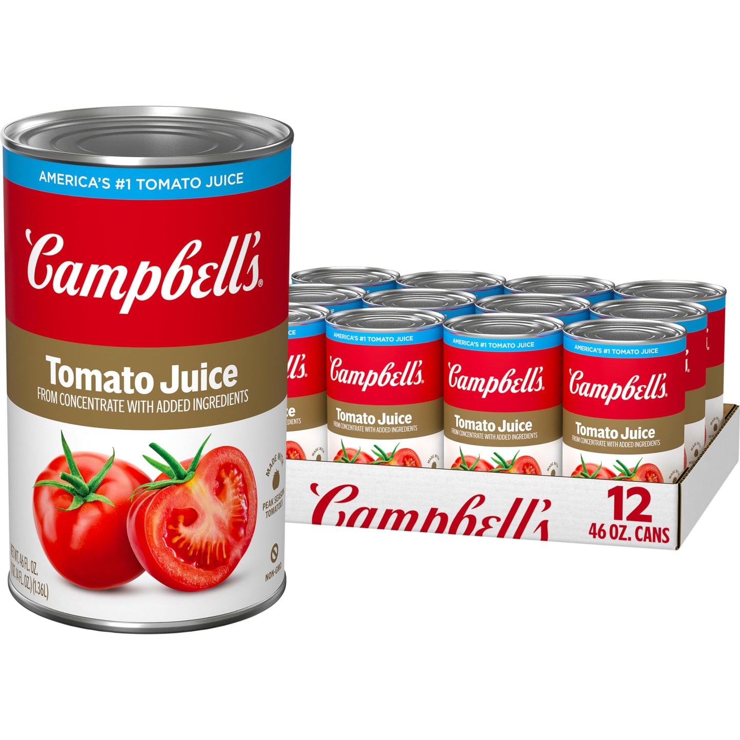 Campbell S 100% Tomato Juice 46 Fl Oz Can (12 Pack)