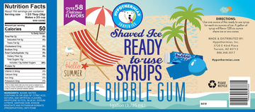 Hypothermias Blue Bubble Gum Ready To Use Gallon (128 Fl. Oz) Hawaiian Snow Cone Flavors Syrup - Shaved Ice, 100% Pure Cane Suga