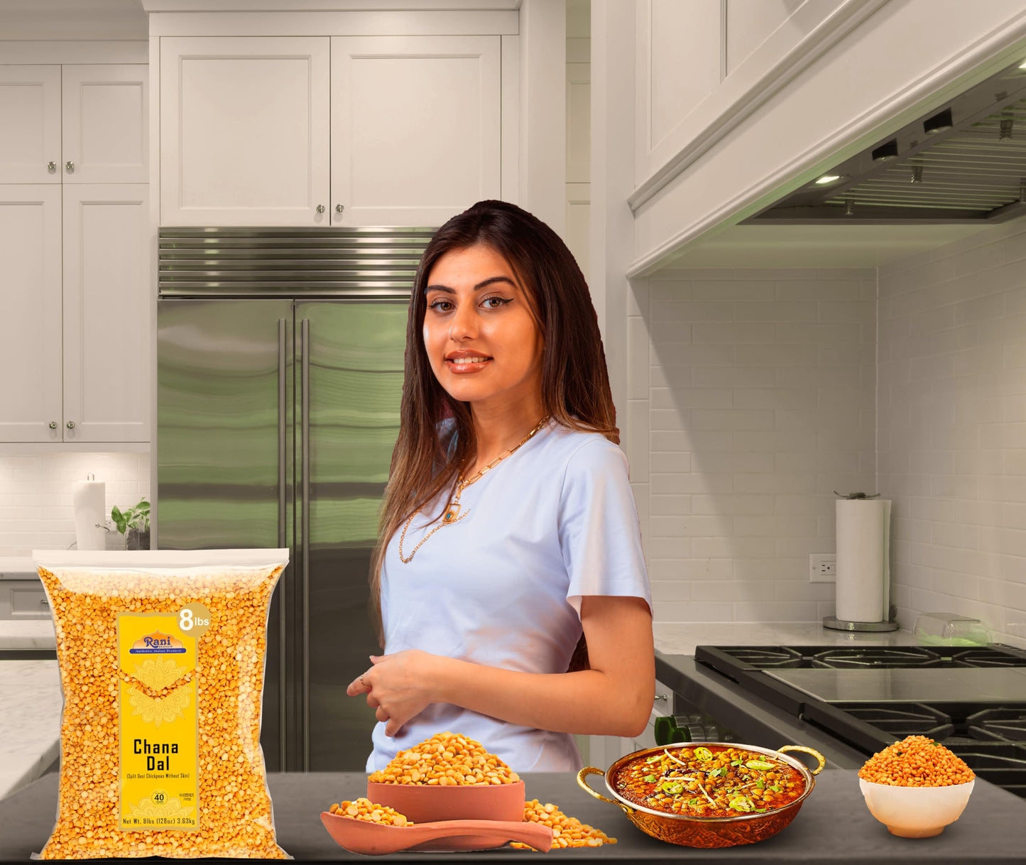 Rani Chana Dal (Split Desi Chickpeas Without Skin) 128Oz (8Lbs) 3.63Kg Bulk ~ All Natural | Gluten Friendly | Non-Gmo | Kosher | Vegan | Indian Origin