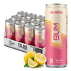 Bum Energy Sugar-Free Energy Drink, Pink Lemonade, Lightly Carbonated, 12 oz, Pack of 12