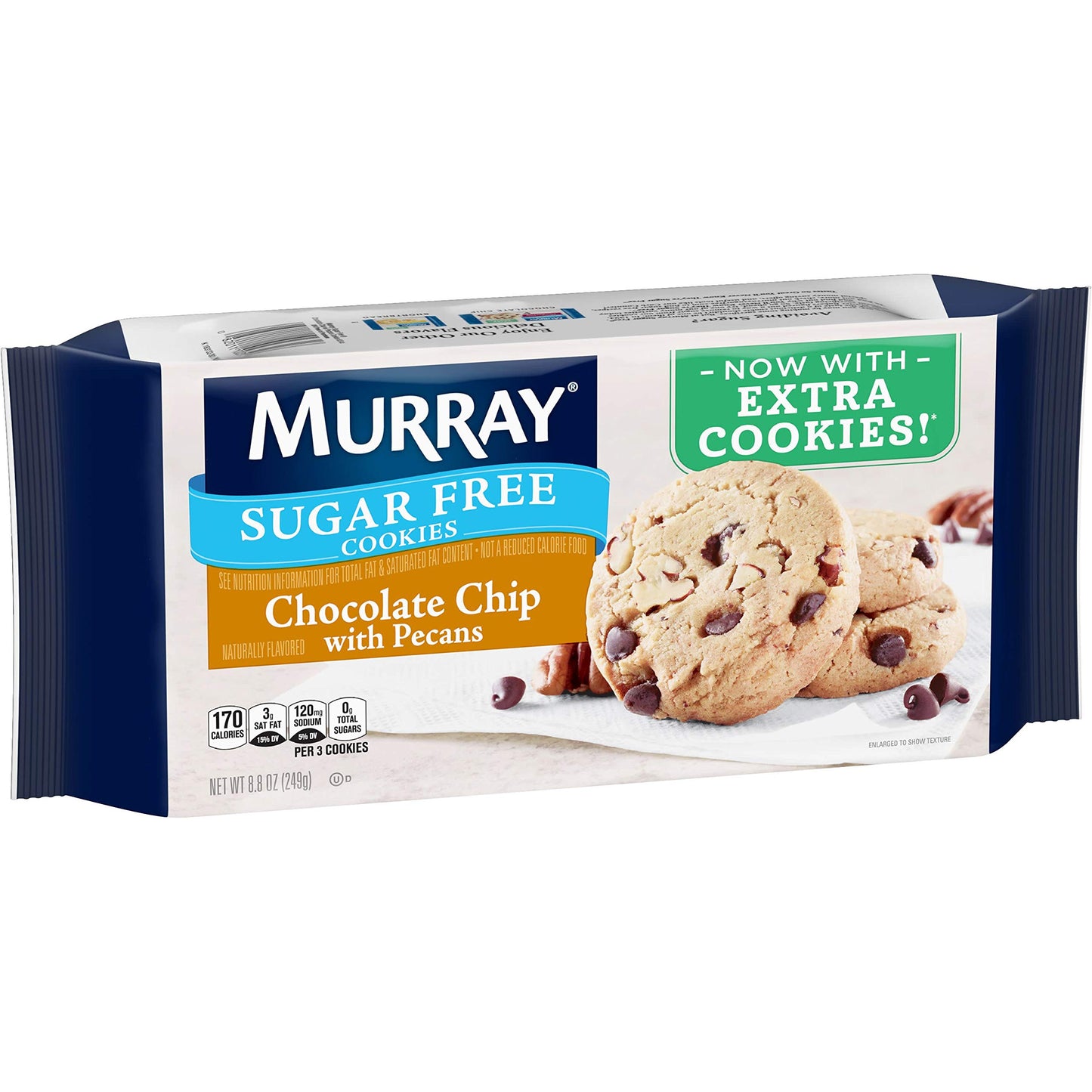 Murray Sugar Free Cookies, Chocolate Chip with Pecans, 8.8 Ounce Tray